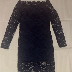 H&M Navy Long Sleeve Lace Dress Divided